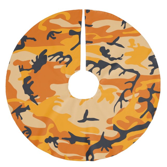 Saia Para Árvore De Natal De Poliéster Camuflagem Laranja, Militar, Exército (Frente)