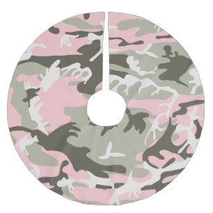 Saia Para Árvore De Natal De Poliéster Camuflagem rosa e verde, Militares, Exército
