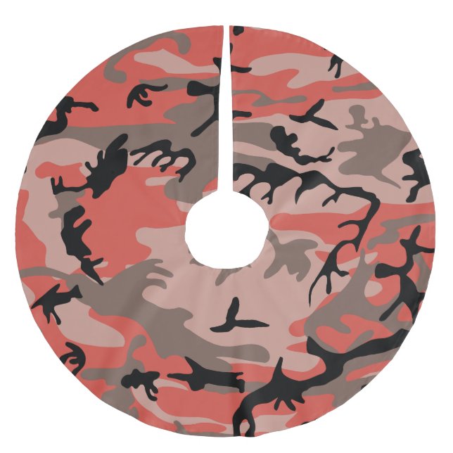 Saia Para Árvore De Natal De Poliéster Camuflagem Vermelha e Marrom, Militar, Exército (Frente)