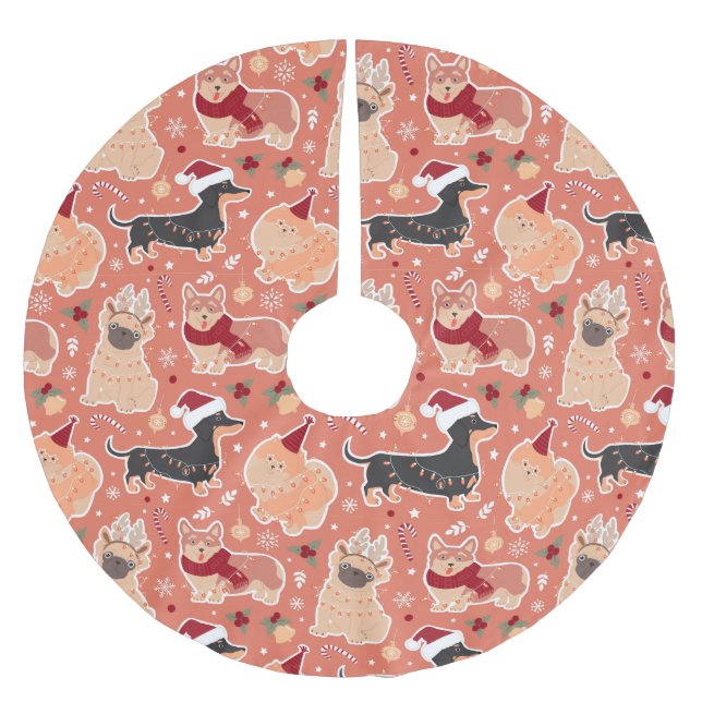 Saia Para Árvore De Natal De Poliéster Canina (Frente)