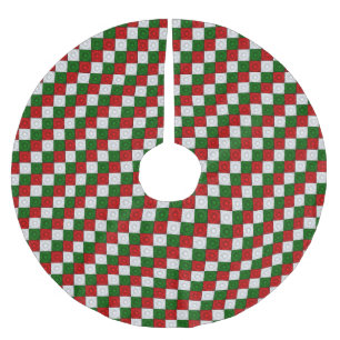 Saia Para Árvore De Natal De Poliéster Cantos Pleados-Vermelho-Branco-Verde-ÁRVORE-ESCASC