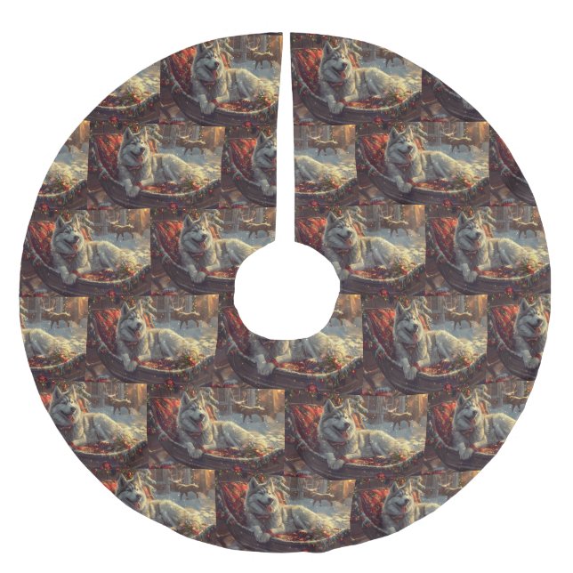 Saia Para Árvore De Natal De Poliéster Cão Festivo Festeiro Finlandês (Frente)