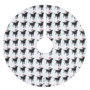 Saia Para Árvore De Natal De Poliéster Cão preto do laboratório do Natal que veste o