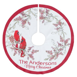 Saia Para Árvore De Natal De Poliéster cardeal de natal escovado poliéster Tree saia