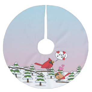 Saia Para Árvore De Natal De Poliéster Cardinhos de Norte Vermelho Bonito Adoram Paisagem