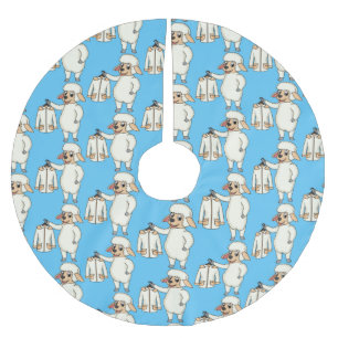 Saia Para Árvore De Natal De Poliéster Carneiro bonito com cartografia de jaqueta