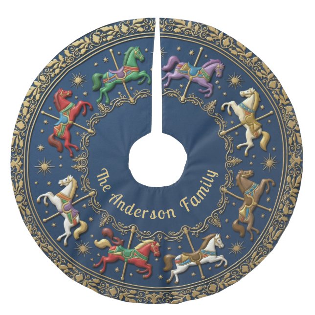 Saia Para Árvore De Natal De Poliéster Carousel of Christmas Dreams (Frente)