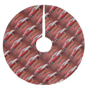 Saia Para Árvore De Natal De Poliéster Carro Clássico Chevy Bel Air Red White Vintage Do