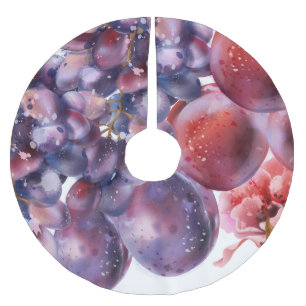 Saia Para Árvore De Natal De Poliéster Carta de outono de uvas vintage em aquarela