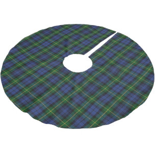 Saia Para Árvore De Natal De Poliéster Casa escocesa do Tartan do clã do verde azul de