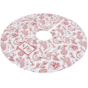 Saia Para Árvore De Natal De Poliéster Casal Casado Personalizado Pássaro de inverno 1rua