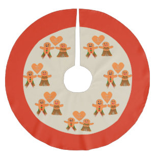 Saia Para Árvore De Natal De Poliéster Casal de pão de Natal bonito