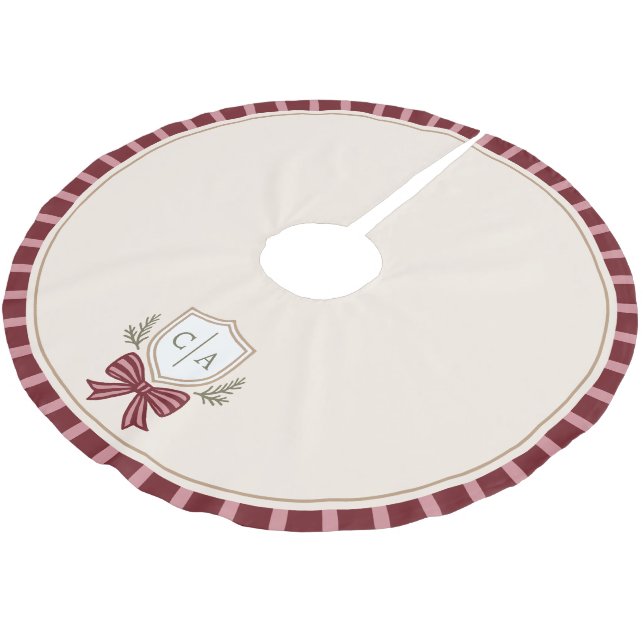 Saia Para Árvore De Natal De Poliéster Casal Monograma Arco Festa de Natal (Inclinado)