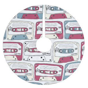 Saia Para Árvore De Natal De Poliéster Cassetes de Música Retroativa: Padrão de Fundo Roc