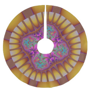 Saia Para Árvore De Natal De Poliéster Castanho Colorido, Dourado e Roxo Fractal