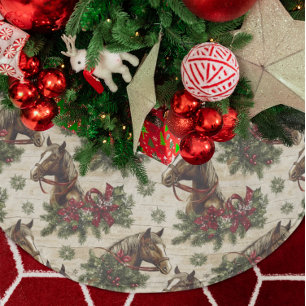 Saia Para Árvore De Natal De Poliéster Cavalos de Natal do País