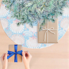 Saia Para Árvore De Natal De Poliéster Cera de Natal costeira e Starfish