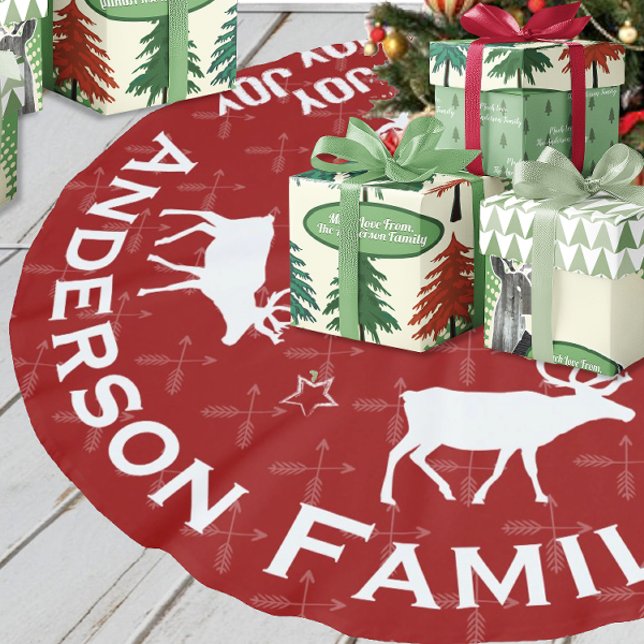 Saia Para Árvore De Natal De Poliéster Chalkboard Crossed Arrow Reindeer Natal (Criador carregado)