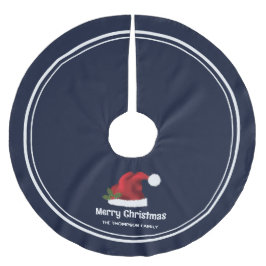 Saia Para Árvore De Natal De Poliéster Chapéu De Noel Festivo Vermelho Em Azul Com Texto 