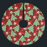 Saia Para Árvore De Natal De Poliéster Chapéus de Santa Basquete de Natal<br><div class="desc">Árvores de Natal feitas com bolas de basquete e bolas de basquete vestindo chapéus de Papai Noel é um design único para fãs e treinadores de beisebol nos feriados de inverno.</div>