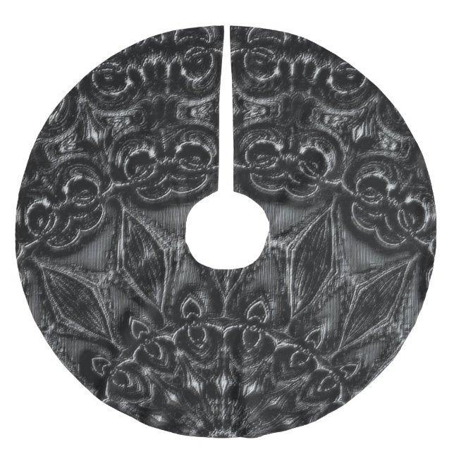 Saia Para Árvore De Natal De Poliéster Charcarvão Mandala (Frente)