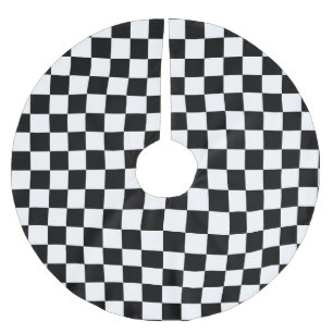 Saia Para Árvore De Natal De Poliéster Checkered preto & branco - saia da árvore de Nata