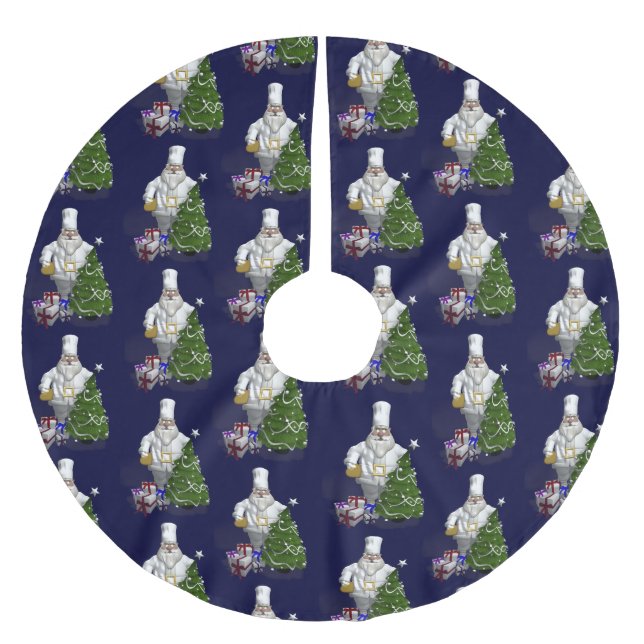 Saia Para Árvore De Natal De Poliéster Chef de Papai Noel (Frente)