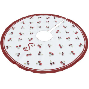 Saia Para Árvore De Natal De Poliéster Cherries Tree Skirt