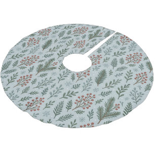 Saia Para Árvore De Natal De Poliéster Chic Botanical Holly Berry Padrão Floral