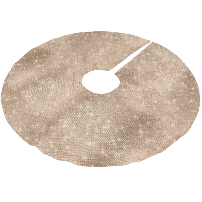 Saia Para Árvore De Natal De Poliéster Chic Champagne Dourado Sparkle Glitz (Inclinado)