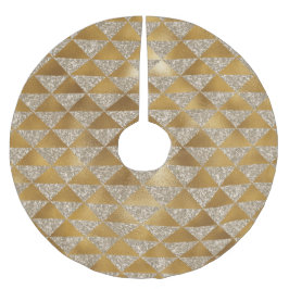 Saia Para Árvore De Natal De Poliéster Chic de Padrão do Triângulo Glitter Dourado Elegan