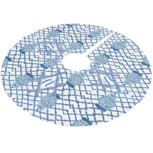 Saia Para Árvore De Natal De Poliéster Chinoiserie Bamboo Ginger Jar Jars  (Inclinado)