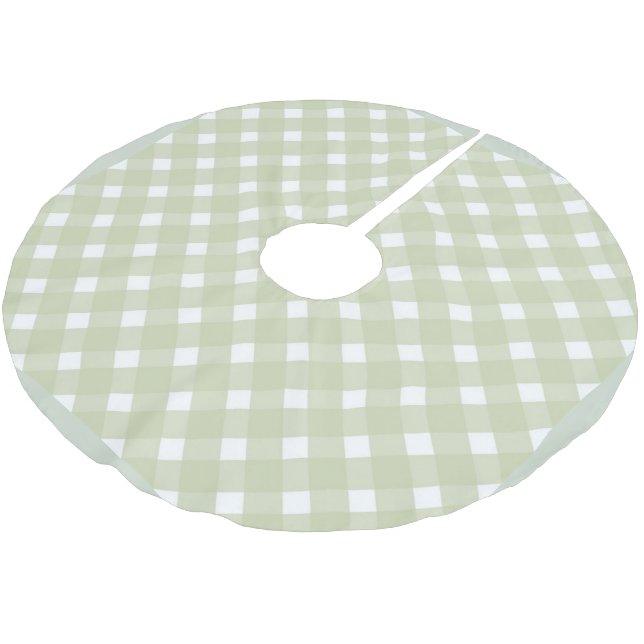 Saia Para Árvore De Natal De Poliéster Chique Gingham Pastel Green Mix (Inclinado)