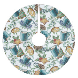 Saia Para Árvore De Natal De Poliéster Chocolate quente, Cookies de Natal e Greenery