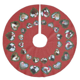 Saia Para Árvore De Natal De Poliéster Christmas Chickens in Heart Wreaths Polka Dots