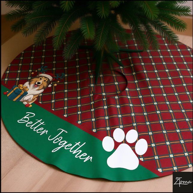 Saia Para Árvore De Natal De Poliéster Christmas Collie Dog Reindeer Gift Graphic (Criador carregado)