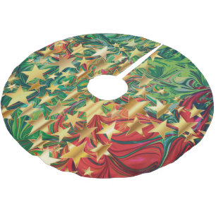 Saia Para Árvore De Natal De Poliéster CHRISTMAS ESTARIA Falso verde vermelho Abstrato Do