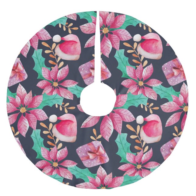 Saia Para Árvore De Natal De Poliéster Christmas Floral (Frente)