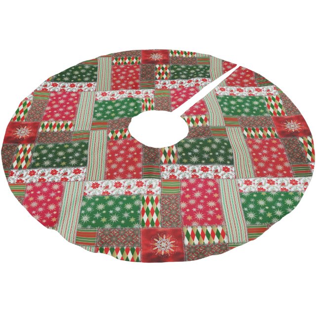 Saia Para Árvore De Natal De Poliéster Christmas Patchwork Quilt (Inclinado)