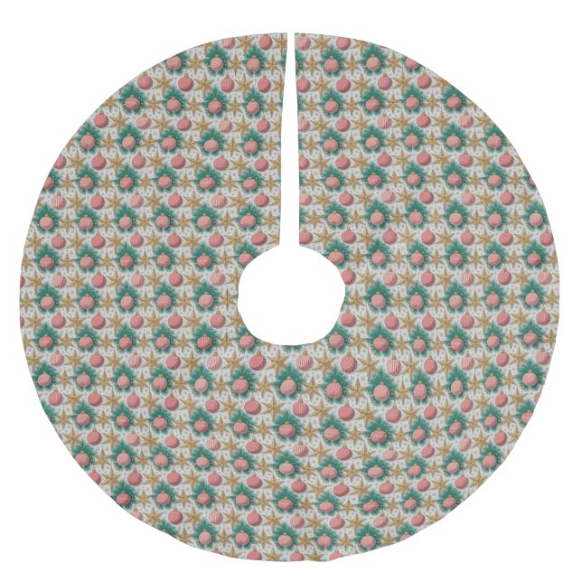 Saia Para Árvore De Natal De Poliéster Christmas Pattern Tree Skirt (Frente)