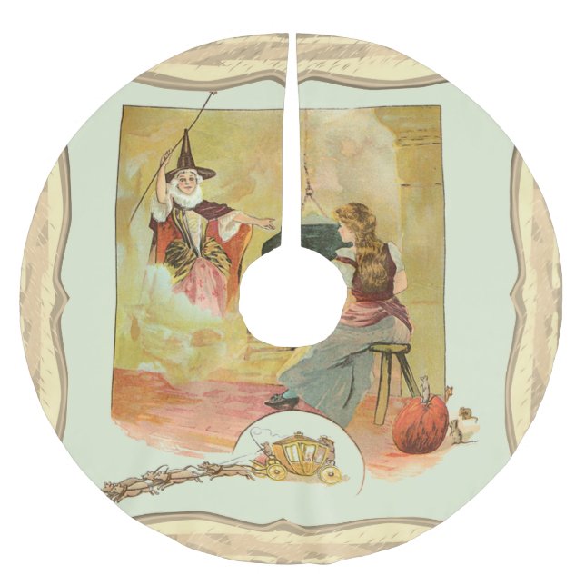 Saia Para Árvore De Natal De Poliéster Cinderella And Her Fairy God Mother (Frente)