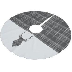 Saia Para Árvore De Natal De Poliéster Cinza da Cabeça de Natal Tartan