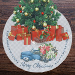 Saia Para Árvore De Natal De Poliéster Cinza de fazenda Vintage Blue Christmas Truck<br><div class="desc">Elevem a sua mesa de férias com a nossa saia de árvore de Xadrez clássica e elegante da fazenda. Esta saia rústica e encantadora da árvore encarna a essência da tradicional decoração de Natal xadrez, acrescentando um toque de elegância eterno às suas celebrações de Natal. Feita com materiais de alta...</div>