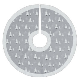 Saia Para Árvore De Natal De Poliéster Cinzas de prata modernas árvores de Natal e flocos