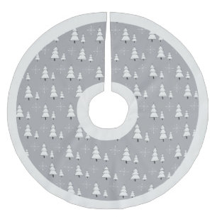 Saia Para Árvore De Natal De Poliéster Cinzas de prata modernas árvores de Natal e flocos