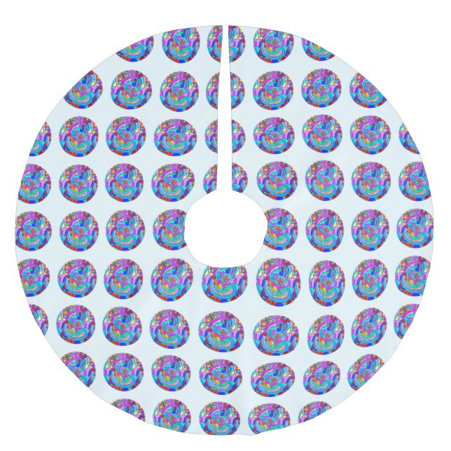 Saia Para Árvore De Natal De Poliéster círculos de amor hippie (Frente)