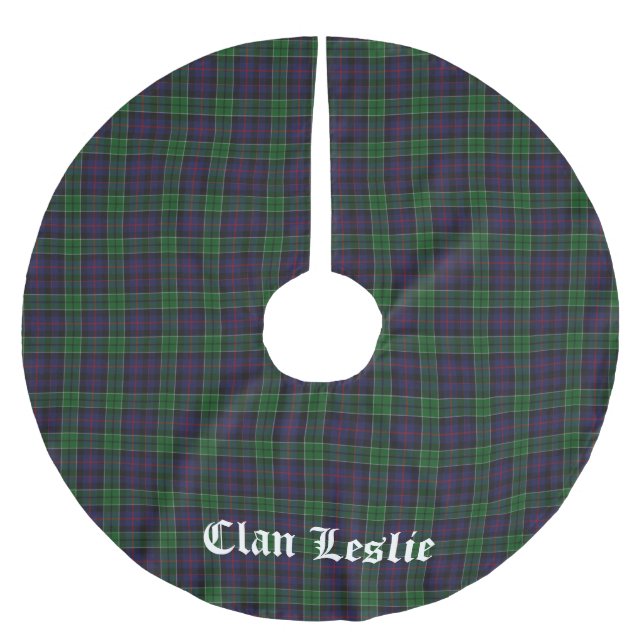 Saia Para Árvore De Natal De Poliéster Clan Leslie Tartan Xadrez (Frente)
