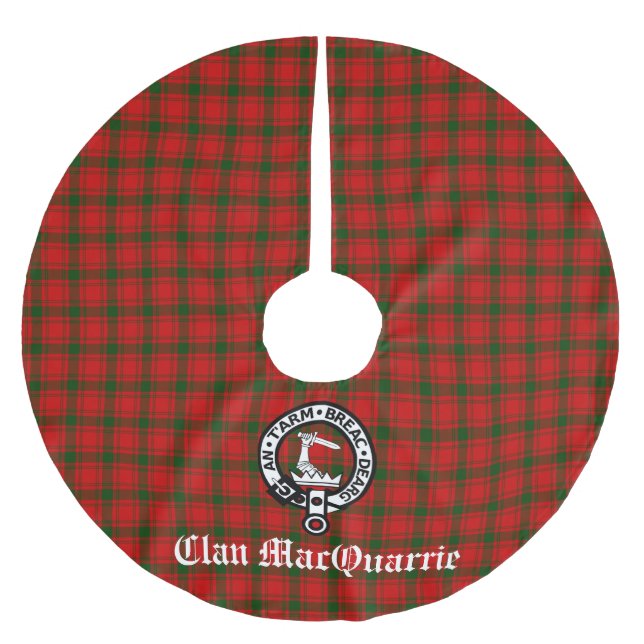 Saia Para Árvore De Natal De Poliéster Clan MacQuarrie Tartan e Crest (Frente)