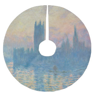 Saia Para Árvore De Natal De Poliéster Claude Monet Casas do Parlamento Pôr do Sol