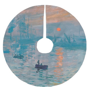 Saia Para Árvore De Natal De Poliéster Claude Monet Impressão Nascer do Sol Francês